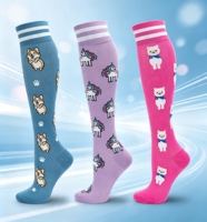 Chaussettes de sport professionnelles à compression graduée en tricot à motif animalier pour l'hiver, pour hommes et femmes