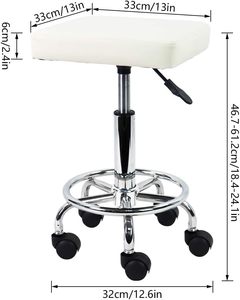 <strong>Square</strong> Rolling Stool PU Leather Height Adjustable Swivel Massage SPA Salon Stools Task <strong>Chair</strong> With Wheels - Product Image 5