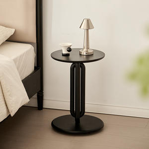 Mesa Auxiliar Redonda Moderna y Minimalista con Base de Metal Negro, Mesa de Centro para Sala de Estar, Mesa Esquinera para Sofá, Uso en Balcón de Hotel - Product Image 4