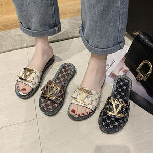 Pakistan Ladies Black Fabric Grass Sandals Women Gleter Commercial Water Shoes Slides Slippers for Girl - Product Image 3