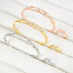 European and American INS Style Three Colors Sets Bangle Ring Set Rose Rings Gold Italian Gold Plated Jewelry Sets