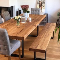 Table de salle à manger en bois massif de noyer, de qualité supérieure, moderne, avec bordure naturelle, pour la maison et les restaurants