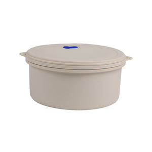 Round <b>Lunch</b> <b>Box</b> Set With <b>Plastic</b> Lid Three Compartment Food Grade Bento <b>Box</b> For Office Use - Product Image 4