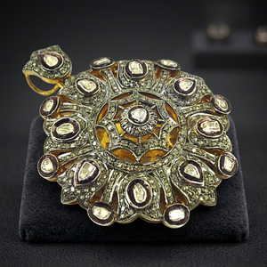 Colgante de Flor Vintage con Cristales de Circonita Cúbica en Forma de Pera, Chapado en Oro de 22k, Joyería para Mujer, Engaste de Bisel, Uso Diario - Product Image 2