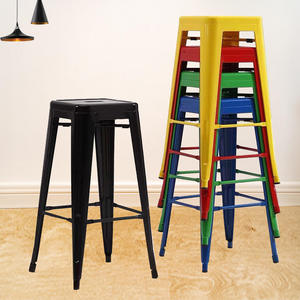 Minimalist Metal Retro Bar <b>Stool</b> Stackable Available Various Colors Eco-Friendly Durable Water Resistant for Home Commercial Use - Product Image 5
