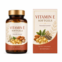 Softgel Vitamin E Kompleks Alami untuk Dewasa dengan Campuran Tocopherol untuk Kesehatan Kulit dan Perlindungan Antioksidan, 60 Kapsul, Grosir