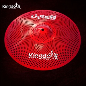 2026 Kingdo Factory Kit de cymbales personnalisables 5 pièces, silencieuses à faible volume, rouges, universelles pour batterie jazz et batterie électronique - Product Image 6