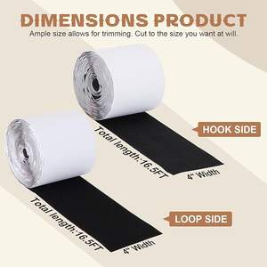 Cinta Adhesiva de Gancho y Bucle de Alta Resistencia Negra de 4 Pulgadas x 16.5 Pies, Evita que los Cojines del Sofá se Deslizan, Antideslizante para Alfombras y Tiras - Product Image 5