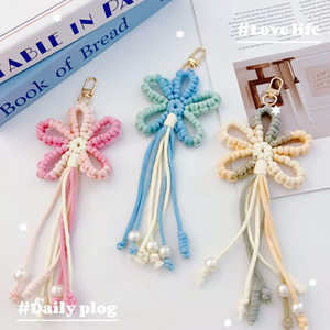 Yy Đầy Màu Sắc Phổ Biến Dệt Tay Hoa Tua Túi Mặt Dây Chuyền Phong Cách Mục Vụ Sáng Tạo Xe Móc Khóa Quà Tặng Thủ Công - Product Image 2