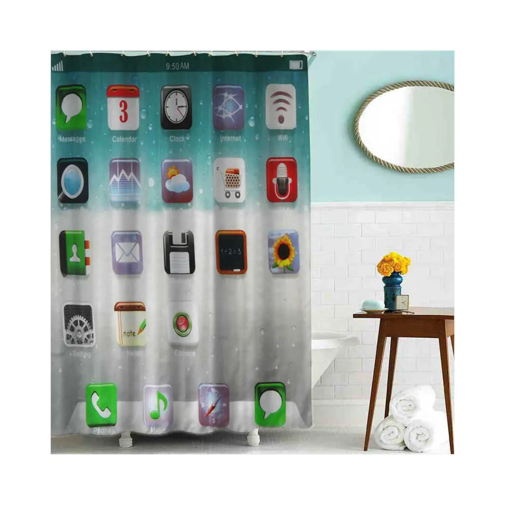 Cheap 100% polyester modern printed waterproof bathroom ruffle home goods shower curtains