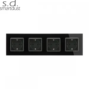 Smartdust Eu SK-G401L Eu Duitsland Standaard 4 Manier Stopcontact Crystal Glass Panel Muur Socket