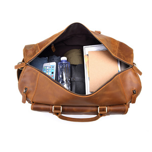 Bolsa de Viaje de Cuero Crazy Horse para Hombre, Bolsa de Lona de Gran Capacidad de Cuero Vacuno Genuino para Viajes de Ocio, Verano 2025 - Product Image 5