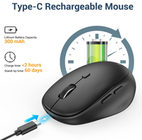 Souris Bluetooth IClever, souris sans fil double mode pour ordinateur portable, rechargeable par USB-C, clic silencieux, souris ergonomique portable