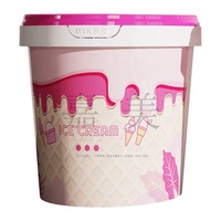 Pots à glace en plastique, pot à gelato avec couvercle et cuillère intégrée, récipient pour congélateur, rond, 500 ml, étiquette IML imprimée