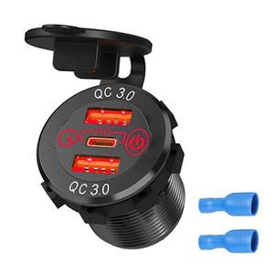 Cargador de coche con 3 puertos USB QC3.0 PD, carga rápida, 12-24V, mini aleación de aluminio - Product Image 2