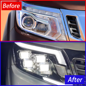 Para <span class=keywords><strong>Nissan</strong></span> Navara 2015-2023 Montaje de faros automáticos Actualización de alta configuración LED Lente de 4 proyectores Temperatura de color 6500K 12V - Product Image 3