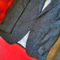 Jas Pria Italia E.Thomas Kasmir Sport Coat Slim Fit, Warna Abu-abu Custom, Bahan Wol Windowpane, Setengah Kanvas, Bernapas, Kancing Satu Baris, Kerah V
