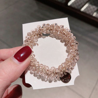 Accessoires pour cheveux en queue de cheval pour femmes et filles 2024 : Corde à cheveux perlée, bracelet en tissu avec nœud, perles, cristaux et strass