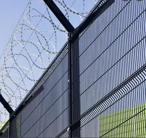 Galvanized Black Perimeter Safety Metal Welded Wire Mesh 358 Anti Climb Clear View Security Fence Panels for Prison Airport