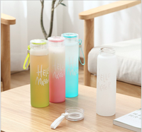 Bouteille d'eau en verre coloré dégradé, ml, bouteille de boisson portable, givré, avec logo personnalisé