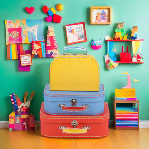 <b>Paper</b> Packaging Boxes Luxury Kids Toy Gift Baby Gift Box Cardboard Suitcase Carry Box With Leather Handle - Product Image 1