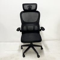 Fauteuil de bureau ergonomique moderne réglable avec dossier en maille, coussin en mousse amovible, appui-tête et roulettes silencieuses