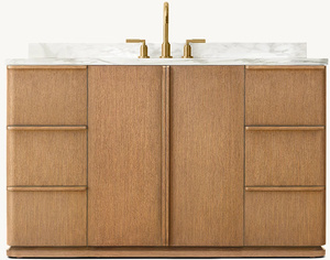 Новый стиль мебель для ванной комнаты дубовый деревянный каркас мраморный столешник один очень широкий туалетный столик - Product Image 2