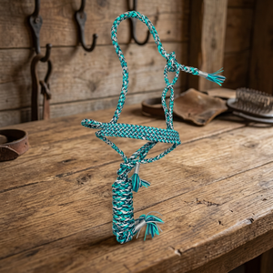 Rub International Modèle 7860H Premium, Lanière en corde de nylon nouée à la main, Têtière tressée arc-en-ciel |   Harnais pour cheval de taille personnalisable - Product Image 1