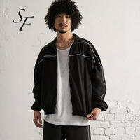 Nouveau design détails passepoil 100% Polyester noir microfibre jogging Sport Fitness survêtement veste pour hommes