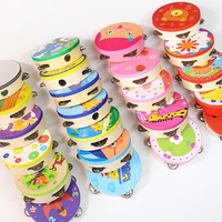 18 CM Wooden Tambourine Toy Musical Instrument Hand Pan Drum Baby Learning Toys Educational Wooden Musical Instruments