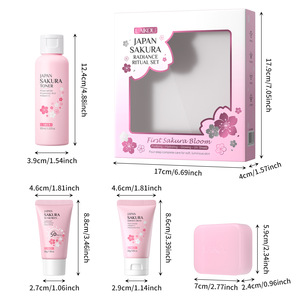 Nouveautés Coffret Cadeau 4 Pièces Fleur de Cerisier Japonaise <span class=keywords><strong>Sakura</strong></span> Éclatante Luxueuse à la Niacinamide : Hydratant Visage, Savon Artisanal, Tonique - Product Image 4