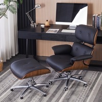 Chaise de bureau ergonomique de luxe réglable en cuir PU avec cadre en bois, rotation fluide, confortable pour une utilisation prolongée, idéale pour la maison et le bureau