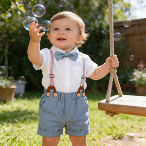 Set di <span class=keywords><strong>Abbigliamento</strong></span> per Neonati Maschi 2 Pezzi Vestiti Estivi per Neonati Completi con Salopette - Product Image 1