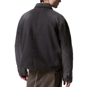 Chaqueta de mezclilla para hombre, 100% algodón, de peso pesado, lavada, con logotipo personalizado, estilo streetwear, lavado a la piedra, corte relajado, tipo utility, al por mayor - Product Image 2
