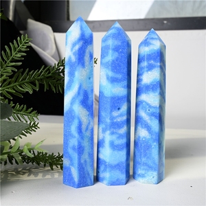 Venta al por Mayor a Precio de Fábrica, Cristal Azul Larimar, Punto Curativo Grabado, 13-15 cm, para Regalos de Cristal y Decoración del Hogar - Product Image 1