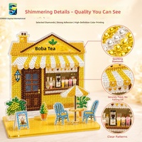 Ensemble d'ornements de Noël modernes peints à la main en 3D avec diamants, design maison en acrylique écologique, décoration murale DIY