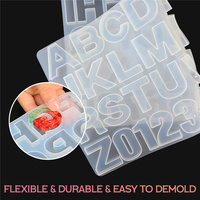 Moules en silicone moule 26 lettres outils de gâteau Kit de résine époxy, bricolage résine cristal époxy faisant avec porte-clés et paillettes colorées