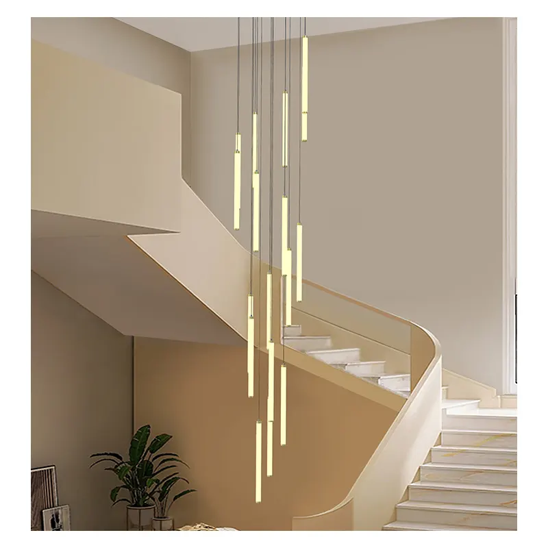 현대 사용자 정의 LED 샹들리에 회전 계단 조명 홈 호텔 빌라 룸 천장 샹들리에
