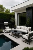 Postmodernes Umweltfreundliches Langlebiges Outdoor-Aluminium-Esszimmer-Set Vielseitige Erweiterbare Möbel für Innenhöfe und Freizeit