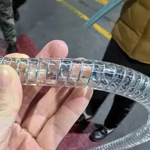 Manguera de alambre de acero transparente en espiral de PVC de 1/4-10 pulgadas, Flexible Tubo Transparente de fibra, manguera industrial de alta presión reforzada