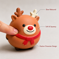 Ensemble de jouets squishy de Noël : Bonhomme de neige, renne, Père Noël – Mousse souple à rebond lent – Trio festif décoratif pour bureau