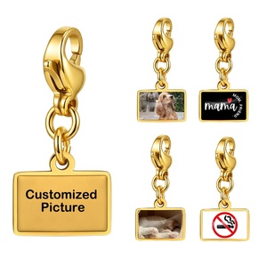 Wholesale Hot Sales Custom Photos Logo Lobster Buckle Pendant Link Fit 9mm Stainless Steel Bracelet DIY Making Jewelry Women <b>Man</b> - Product Image 2