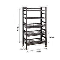 Étagère de rangement de cuisine en acier inoxydable, support pour four à micro-ondes, chariot pliant pour organiser les aliments