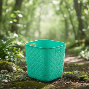 Cesta <b>plastica</b> riciclata Cube (28x28x27cm) SOFTEX Verde acqua K258712 - Product Image 3