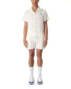 Nieuwe Zomer Casual Gebreide Gebreide Korte Mouwen Mesh Uitgehold Katoen Gebreide Knoop Up Polo Hals Heren Gehaakte Shirt