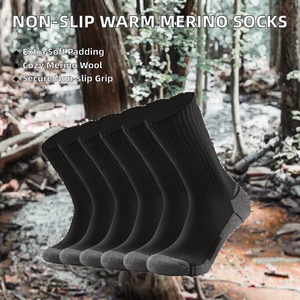 Non-slip Wear-resistant Knitted Crew Sports <b>Socks</b> for <b>Men</b> Women Warm Merino Wool Hiking ODM Thickened Full Terry - Product Image 2