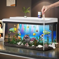 Aquarium écologique rectangulaire moyen en plastique pour salon, avec filtration et oxygénation intégrées, nouveau modèle 2025, boîte de rangement domestique