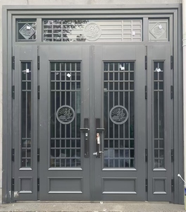 Portes pivotantes de luxe en <span class=keywords><strong>fer</strong></span> <span class=keywords><strong>forgé</strong></span> de style européen moderne avec longue poignée, pour <span class=keywords><strong>entrée</strong></span> de villa, <span class=keywords><strong>porte</strong></span> principale antivol - Product Image 1