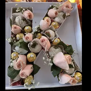 Contenedor de papel con forma de abecedario, caja de cartón con letras de regalo, pastel, caramelo, Chocolate, fresa