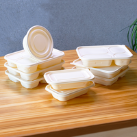 Vaisselle jetable écologique biodégradable et compostable en amidon de maïs, couvercle imperméable et résistant à l'huile, compatible micro-ondes